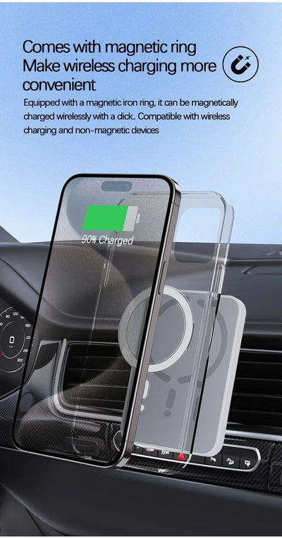 GMG Smart Magnetic Wireless Car Charger (30W Fast Charging + Secure Mount)