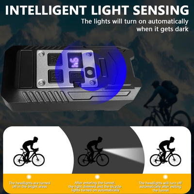 Smart 9-LED USB-C Bike Light (Intelligent Sensor & Waterproof)